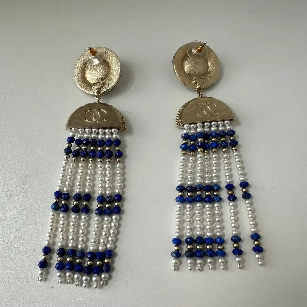 Chanel A19 2019 Métiers d'Art Pearl Strass CC Chandelier Drop Earrings RARE